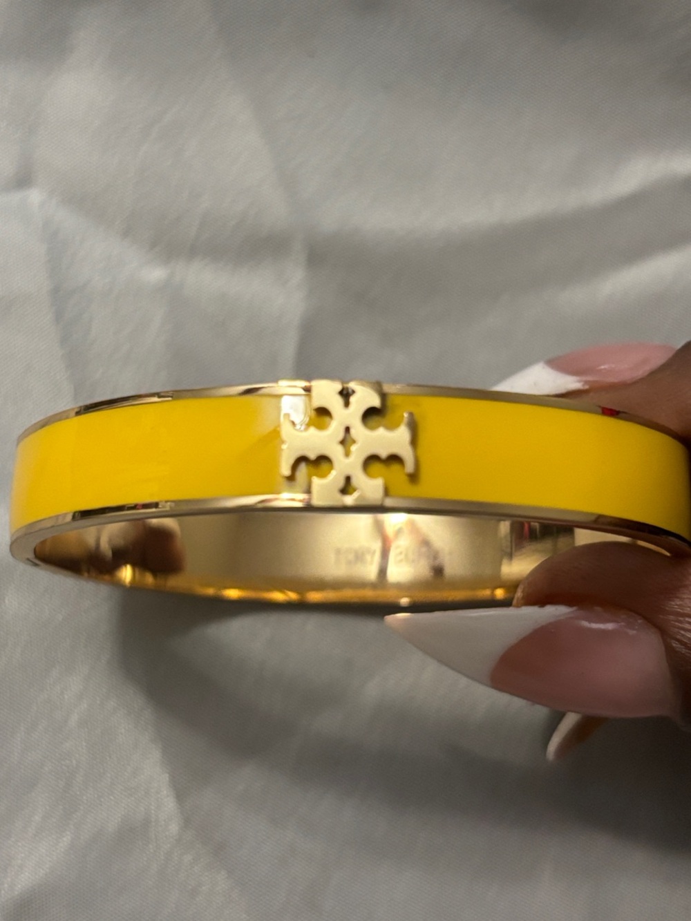 Yellow Enamel Logo Hinged Bangle Bracelet